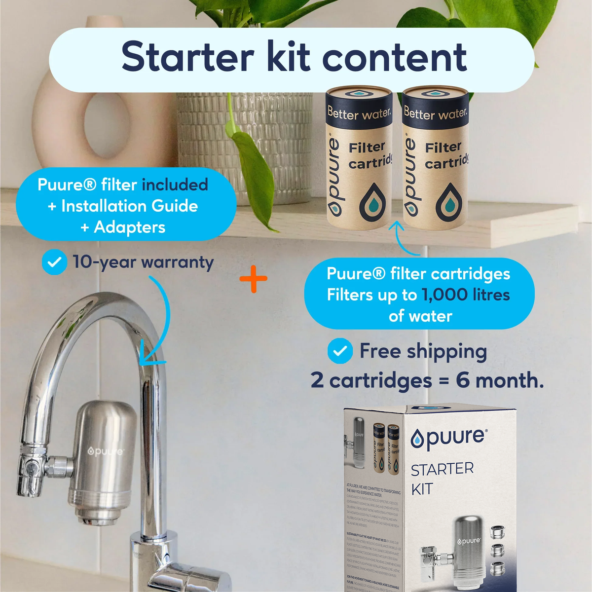 🇬🇧 Puure® 2.0 Starter Kit (6 Month of cartridges + Filter included)